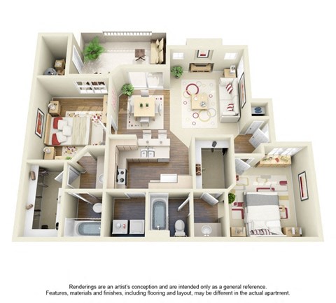 Floor plan for 2 beds, 2 baths, 1150 sqft